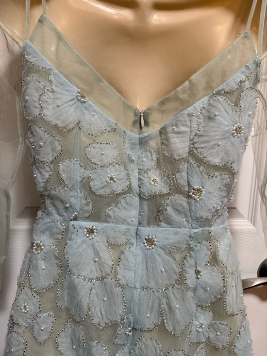XY Bymyxy Pale Blue Floral Appliqué Tulle Dress with faux Pearls - Picture 5 of 9
